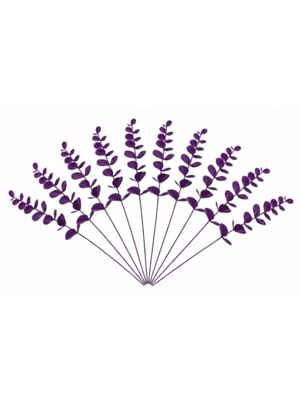 Plum Purple Eucalyptus Stems Set of 10 Burgundy Faux Greenery 14 Inch